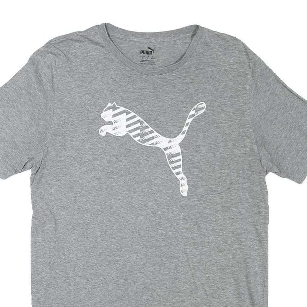 PUMA Mens Grey S Cotton Blend Short Sleeve Crew Neck Graphic T-Shirt
