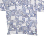 HOOK & TACKLE Mens Blue & Cream Abstract Print Short Sleeve Polo Shirt 2XL