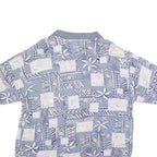 HOOK & TACKLE Mens Blue & Cream Abstract Print Short Sleeve Polo Shirt 2XL