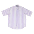 NAUTICA Mens Purple & White Striped Cotton Blend Shirt L Button Down Casual