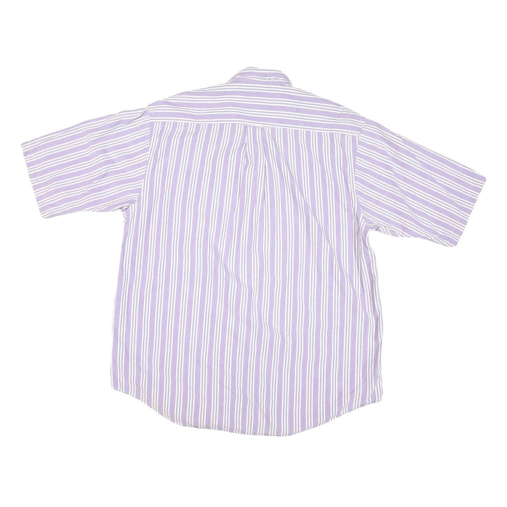 NAUTICA Mens Purple & White Striped Cotton Blend Shirt L Button Down Casual
