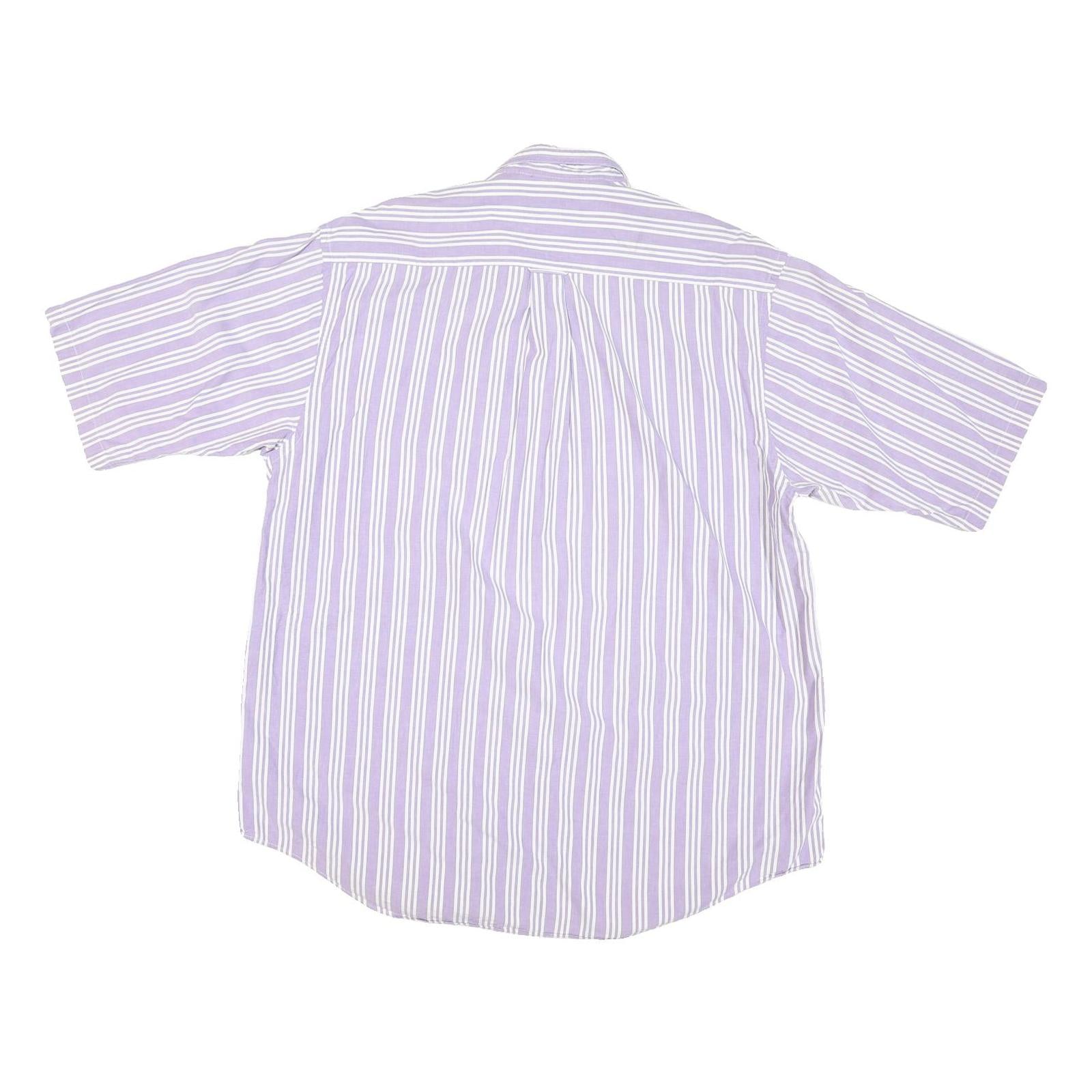 NAUTICA Mens Purple & White Striped Cotton Blend Shirt L Button Down Casual
