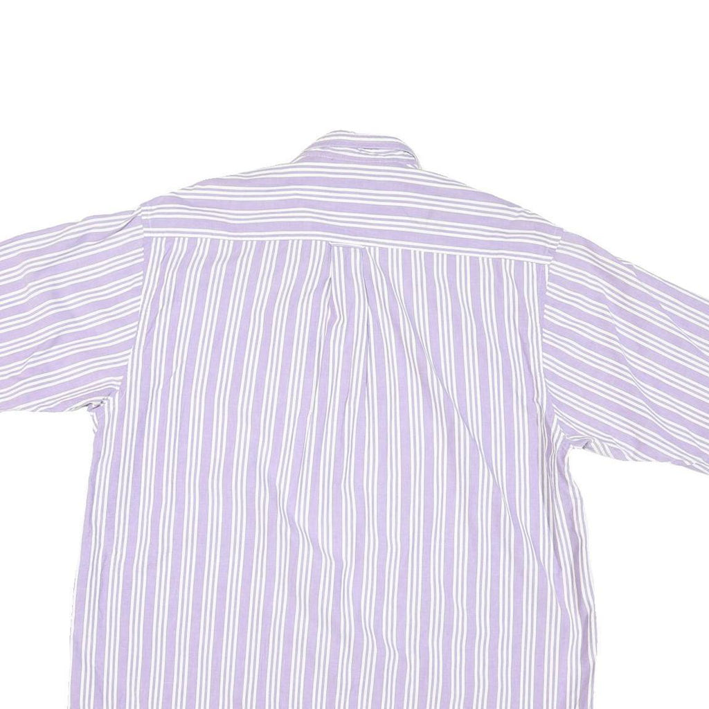 NAUTICA Mens Purple & White Striped Cotton Blend Shirt L Button Down Casual