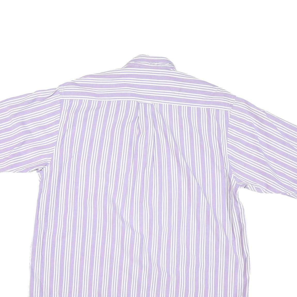 NAUTICA Mens Purple & White Striped Cotton Blend Shirt L Button Down Casual