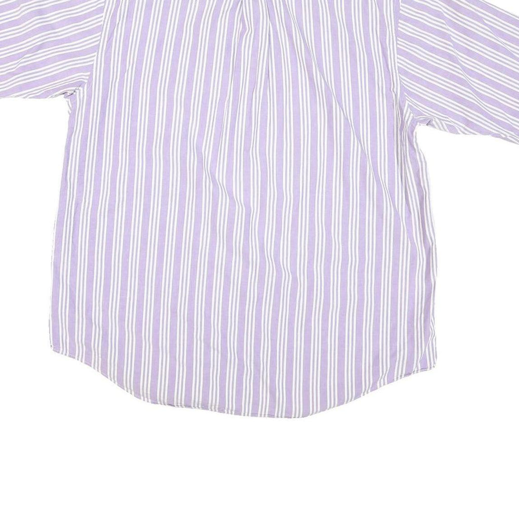 NAUTICA Mens Purple & White Striped Cotton Blend Shirt L Button Down Casual