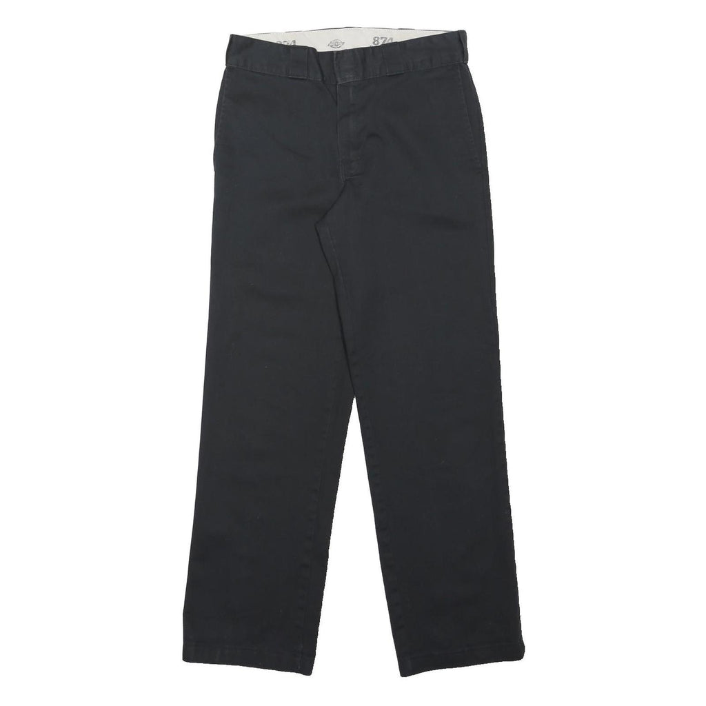DICKIES Mens Black Classic Straight Trousers W30 L30 Polyester Zip Workwear