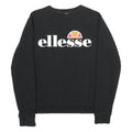 ELLESSE Womens Black Cotton Blend Crew Neck UK 10 Sweatshirt Logo Print