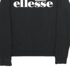 ELLESSE Womens Black Cotton Blend Crew Neck UK 10 Sweatshirt Logo Print