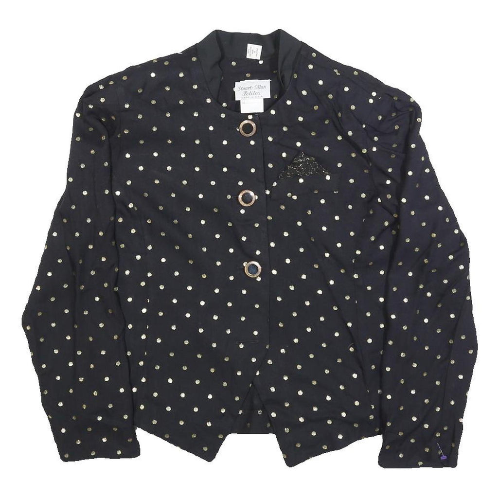 STUART ALEN Womens Black Printed Top Long Sleeve Round Neck M Polka Dot Pattern