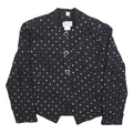STUART ALEN Womens Black Printed Top Long Sleeve Round Neck M Polka Dot Pattern