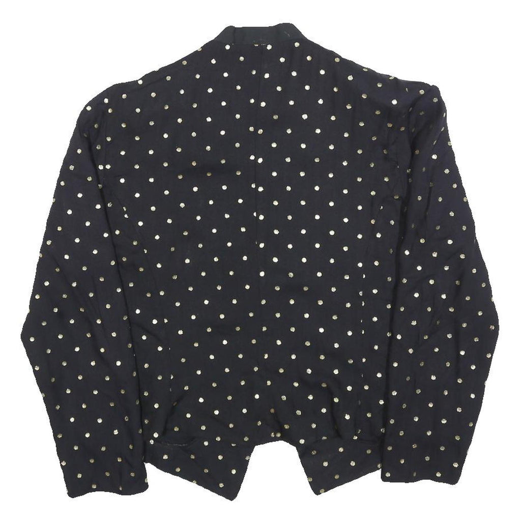 STUART ALEN Womens Black Printed Top Long Sleeve Round Neck M Polka Dot Pattern