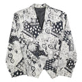 Womens Black & White Patchwork Floral Button Jacket M Polyester Blend Patterned