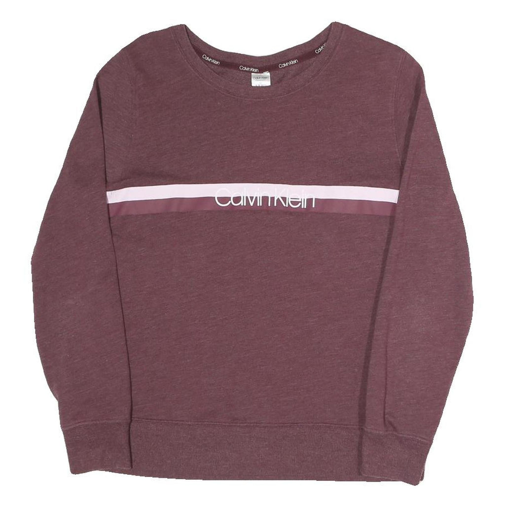 CALVIN KLEIN Womens Maroon & Pink Logo Print Pullover Crew Neck M Cotton Blend