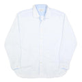 TED BAKER Mens White & Blue Patterned Shirt L Cotton Blend Long Sleeve Smart