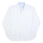 TED BAKER Mens White & Blue Patterned Shirt L Cotton Blend Long Sleeve Smart