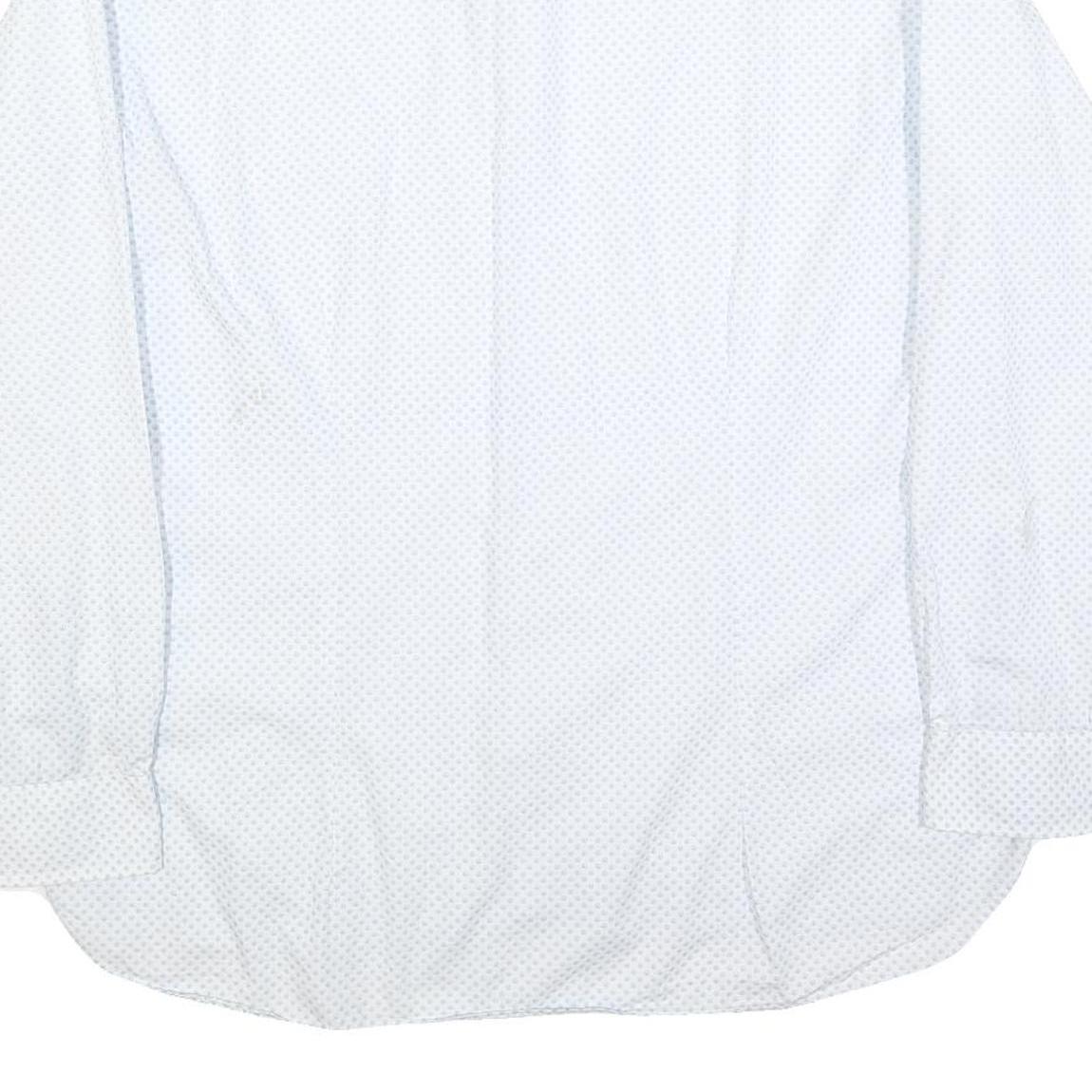 TED BAKER Mens White & Blue Patterned Shirt L Cotton Blend Long Sleeve Smart