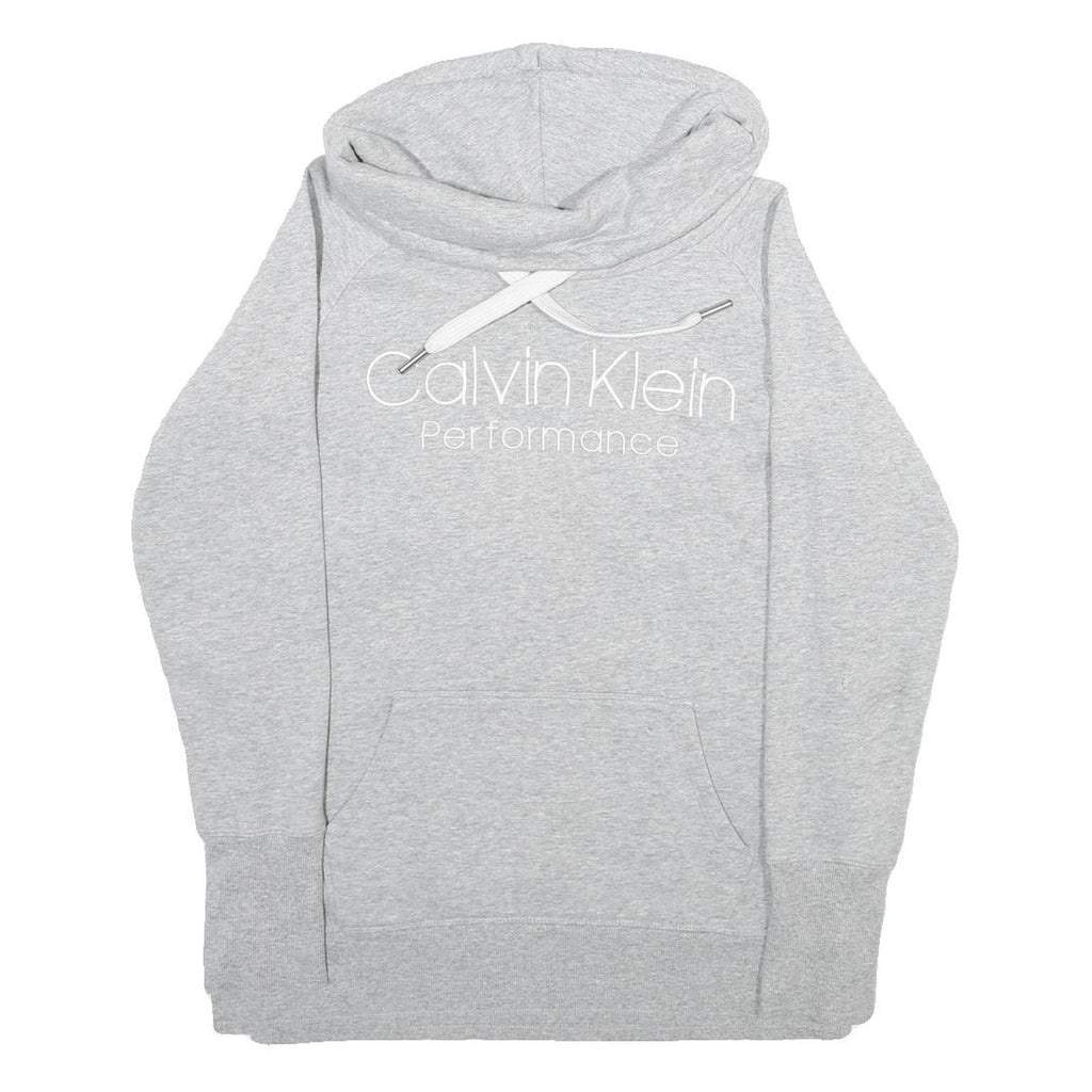 CALVIN KLEIN PERFORMANCE Womens Grey Hoodie S Cotton Blend Pullover Soft