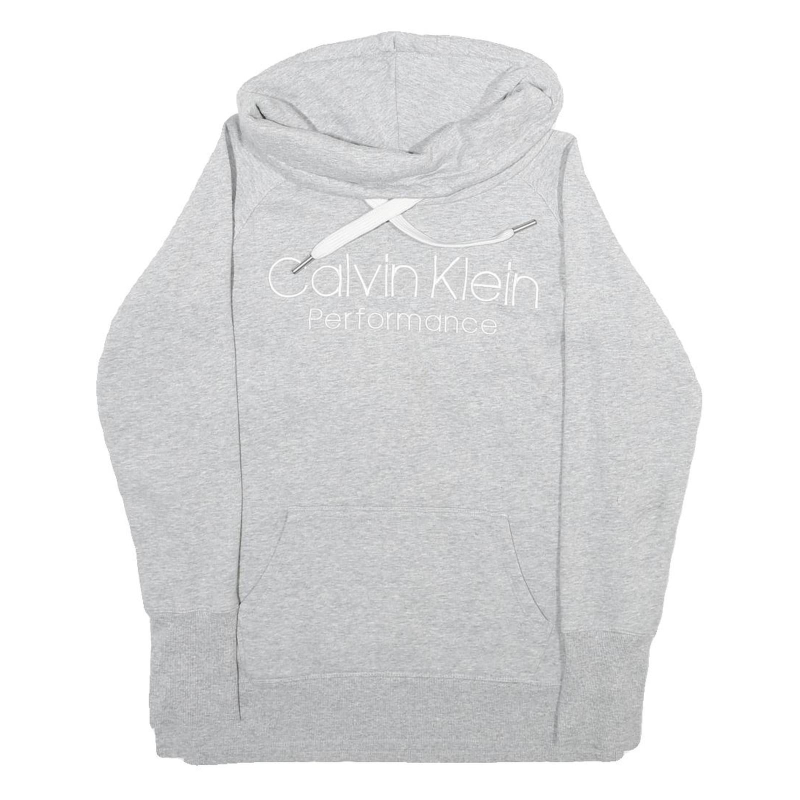 CALVIN KLEIN PERFORMANCE Womens Grey Hoodie S Cotton Blend Pullover Soft