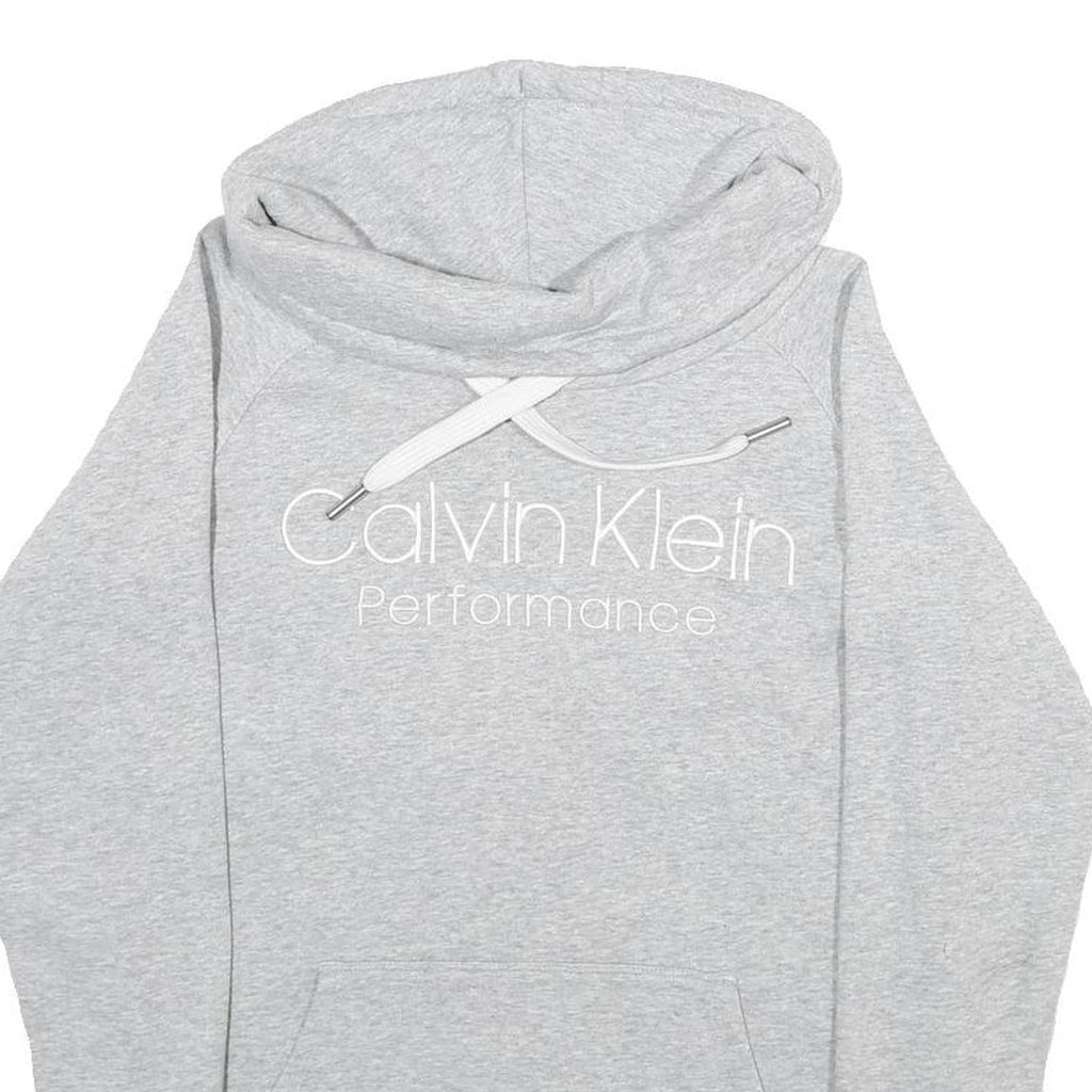CALVIN KLEIN PERFORMANCE Womens Grey Hoodie S Cotton Blend Pullover Soft