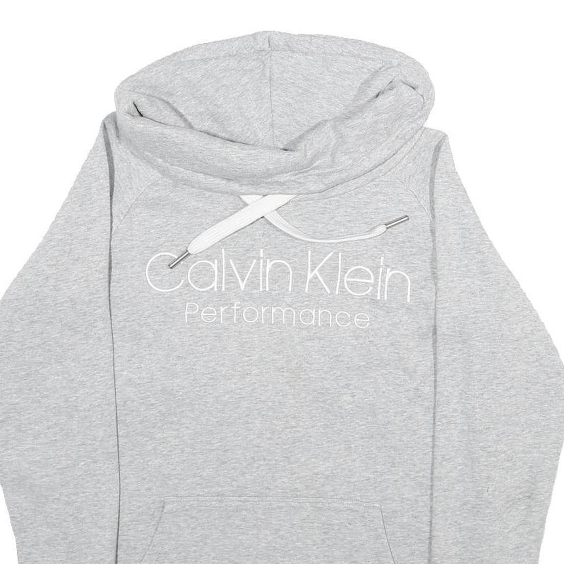 CALVIN KLEIN PERFORMANCE Womens Grey Hoodie S Cotton Blend Pullover Soft