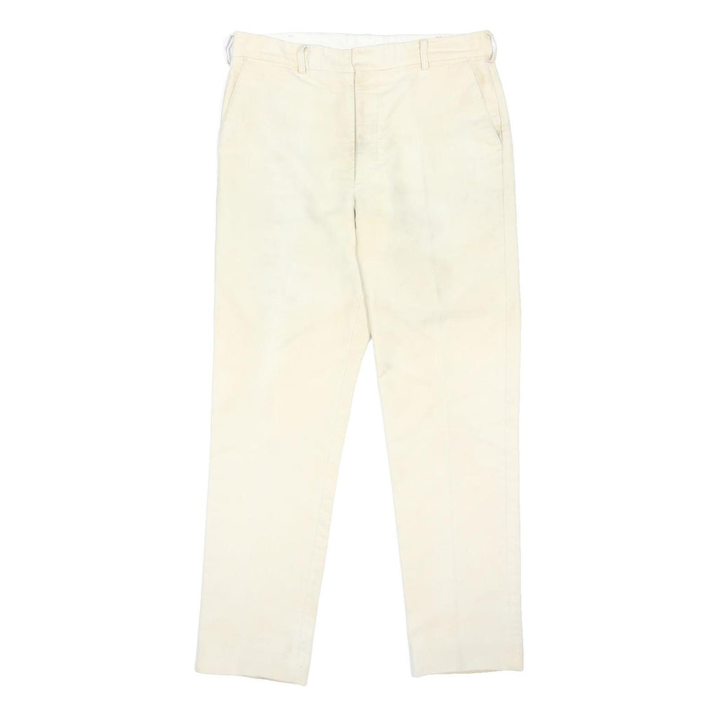HACKETT LONDON Mens Cream Regular Fit Woven Trousers W36 L32 Classic Button