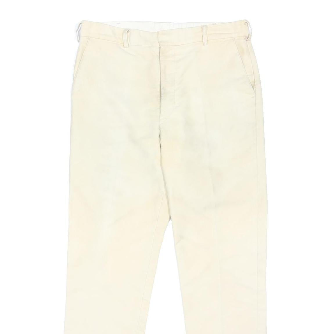 HACKETT LONDON Mens Cream Regular Fit Woven Trousers W36 L32 Classic Button