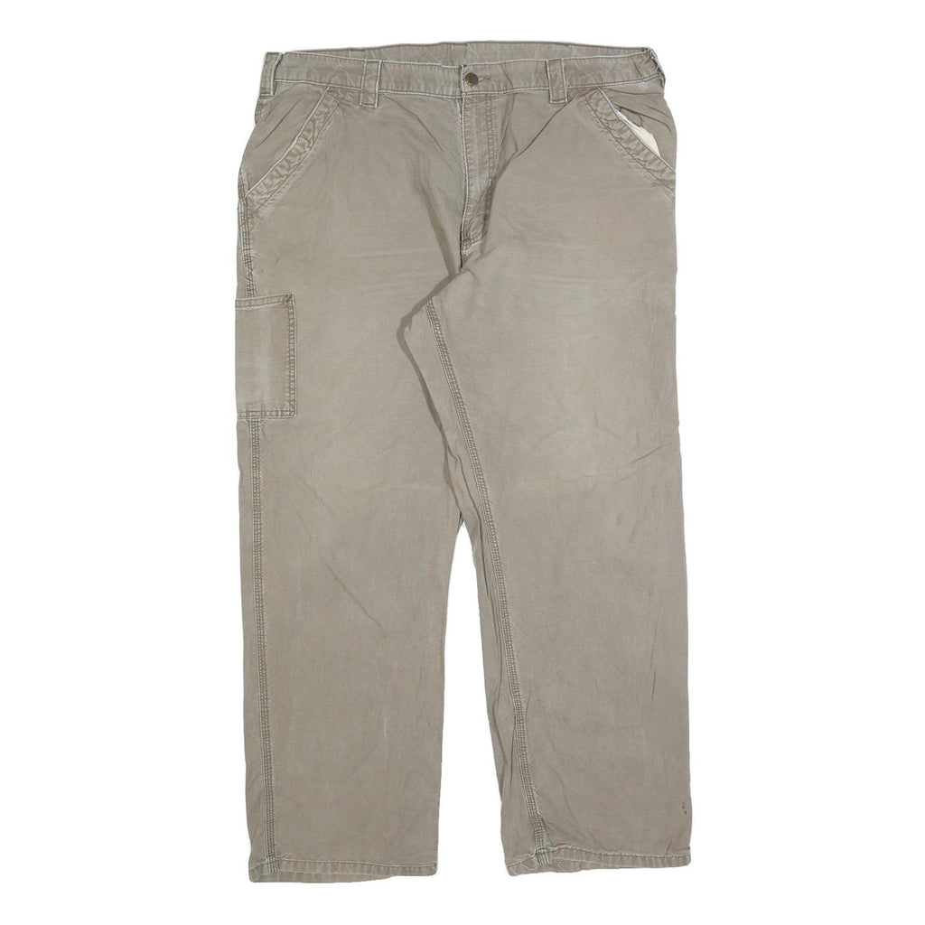 CARHARTT Mens Cotton Blend Beige Relaxed Straight Trousers W40 L32 Workwear
