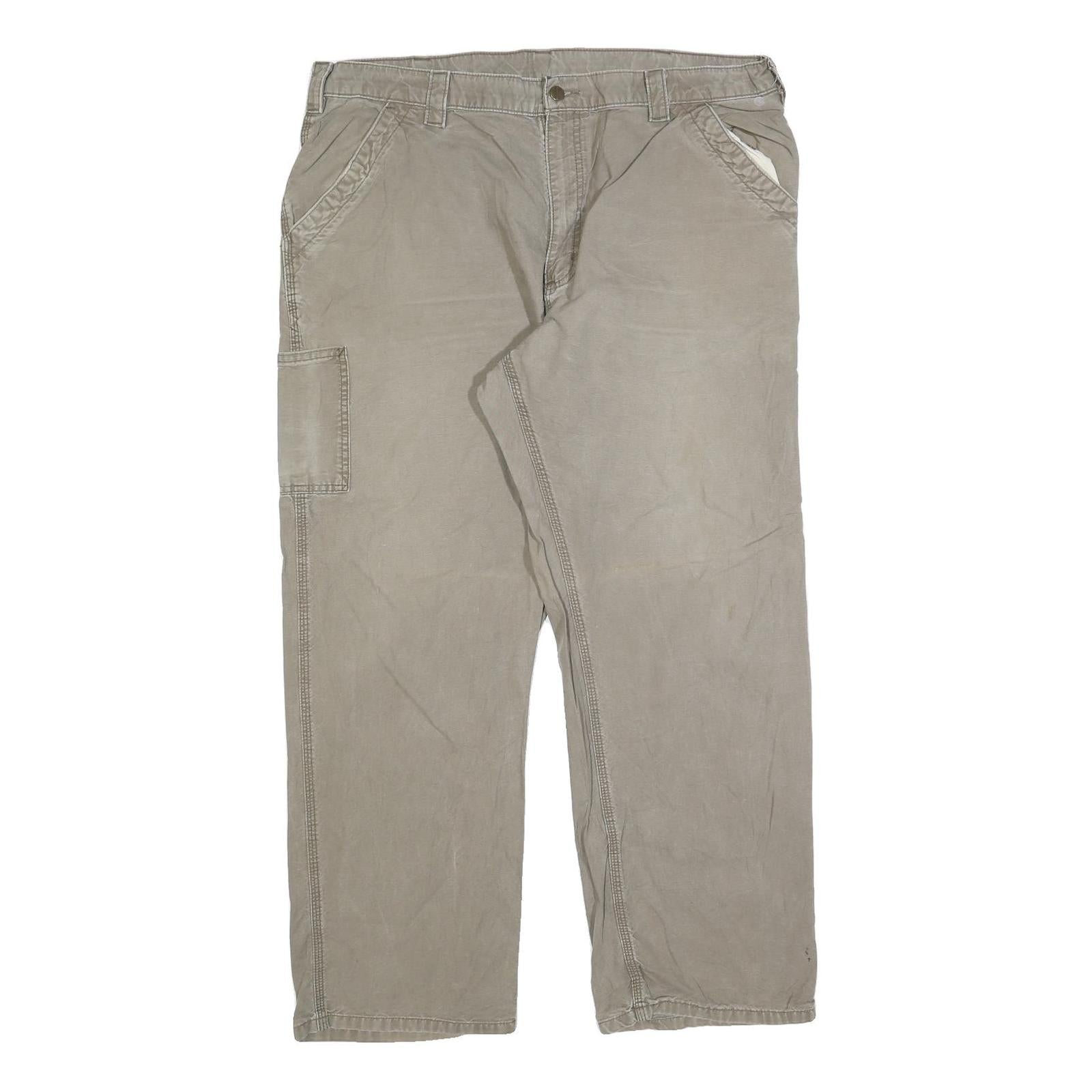 CARHARTT Mens Cotton Blend Beige Relaxed Straight Trousers W40 L32 Workwear