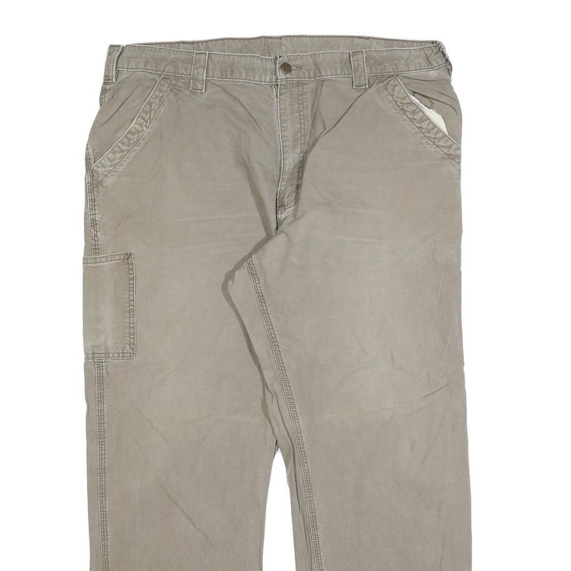 CARHARTT Mens Cotton Blend Beige Relaxed Straight Trousers W40 L32 Workwear