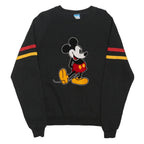 DISNEY 80s Womens Black Red & Yellow Mickey Mouse Crew Neck L Cotton Sweatshirt