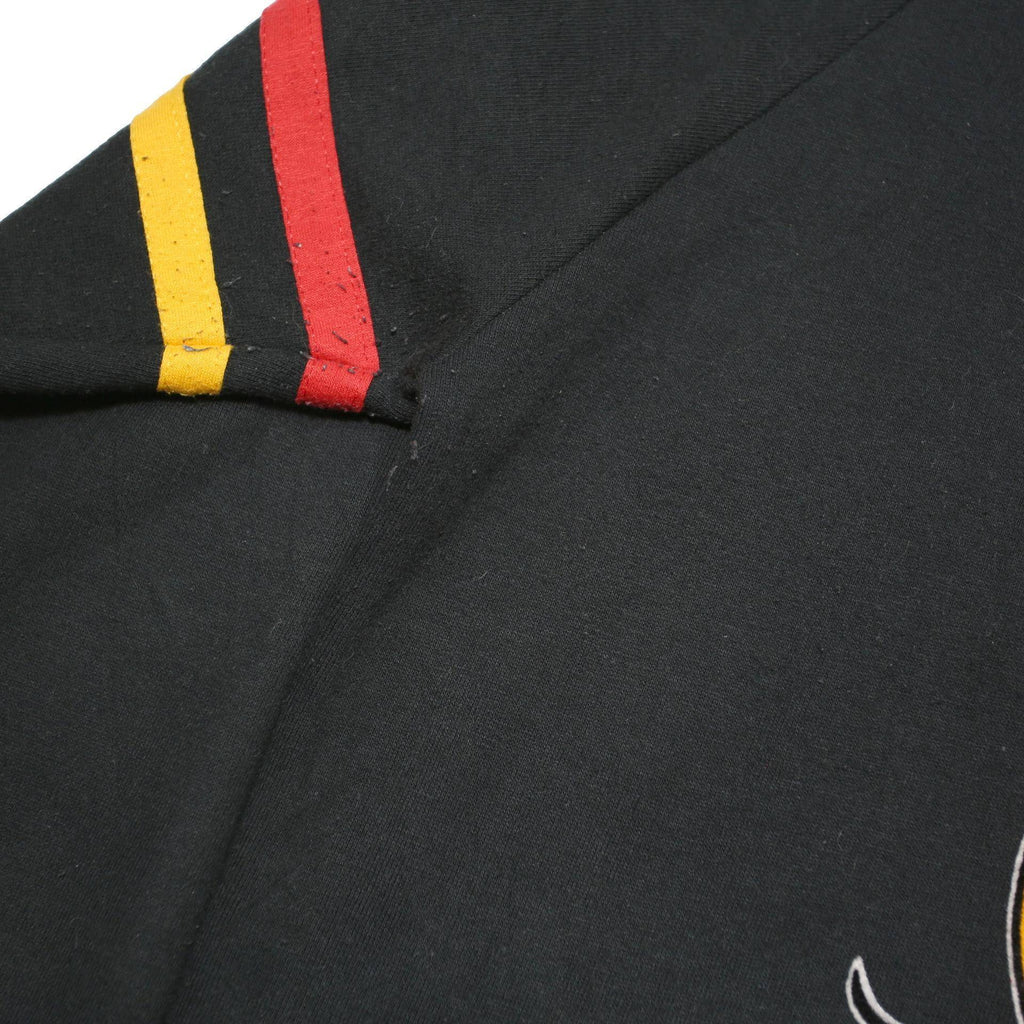 DISNEY 80s Womens Black Red & Yellow Mickey Mouse Crew Neck L Cotton Sweatshirt