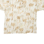 KAYLUA BAY Womens Beige Palm Tree Print Short Sleeve Polo Shirt XL Summer Casual
