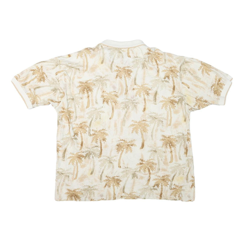 KAYLUA BAY Womens Beige Palm Tree Print Short Sleeve Polo Shirt XL Summer Casual