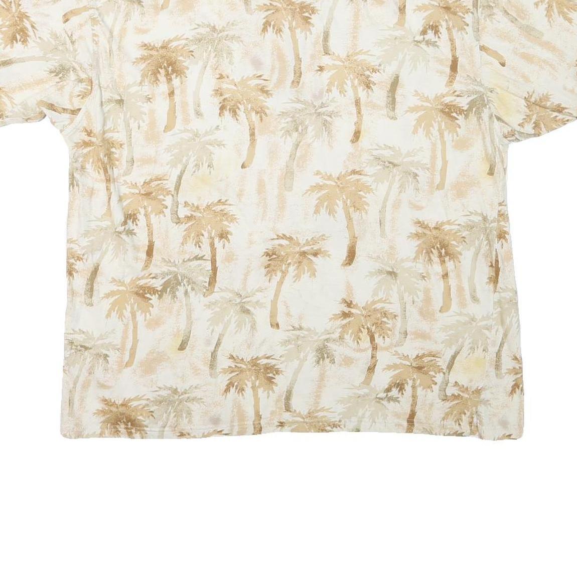 KAYLUA BAY Womens Beige Palm Tree Print Short Sleeve Polo Shirt XL Summer Casual