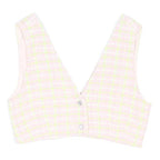 ZARA Womens Pink & White Checked Cotton Blend Waistcoat M Button Closure