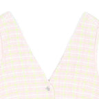 ZARA Womens Pink & White Checked Cotton Blend Waistcoat M Button Closure