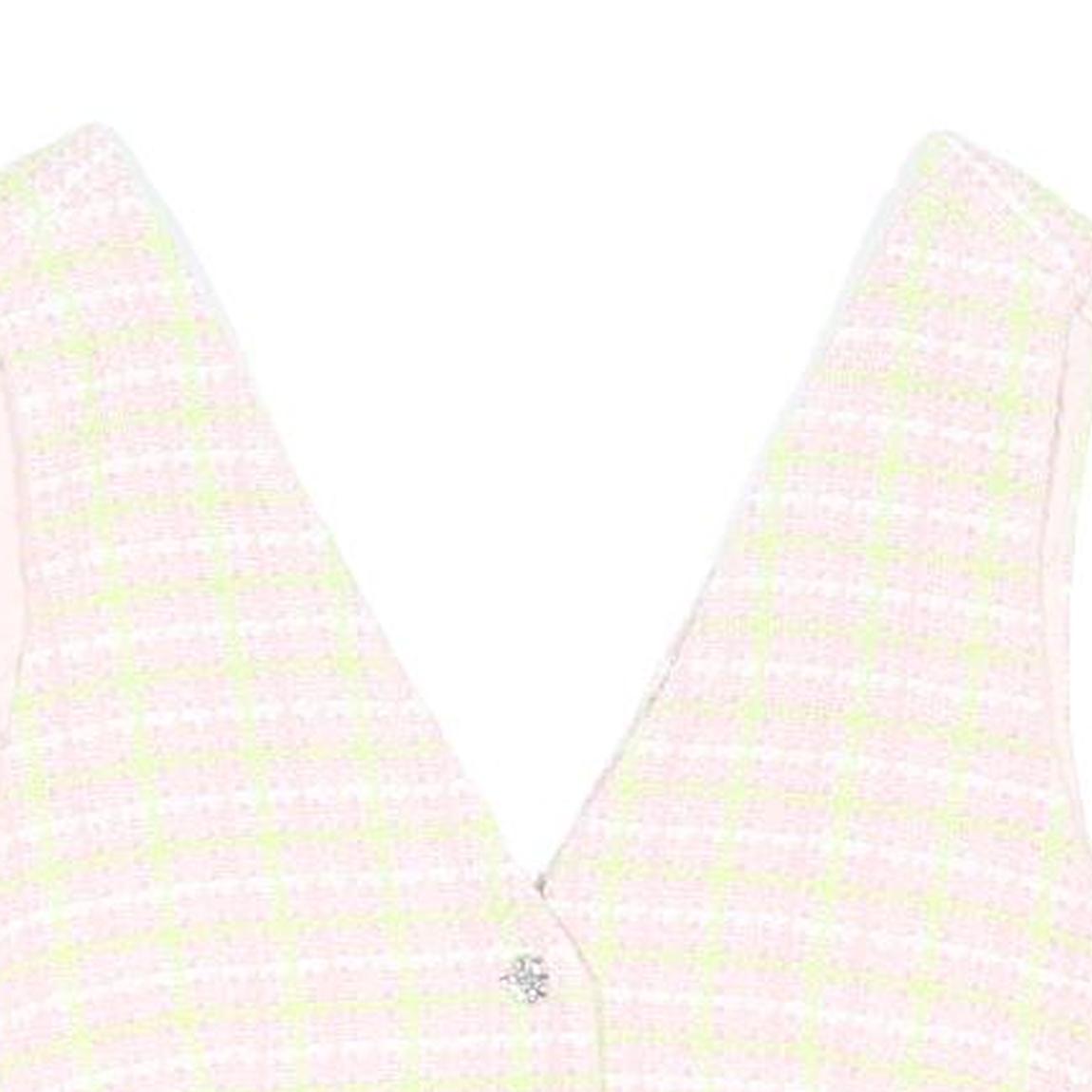 ZARA Womens Pink & White Checked Cotton Blend Waistcoat M Button Closure