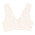 ZARA Womens Pink & White Checked Cotton Blend Waistcoat M Button Closure