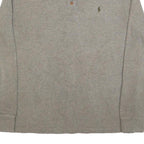 POLO RALPH LAUREN Mens Grey Cotton Pullover Plain 1/4 Zip Jumper L Classic Fit