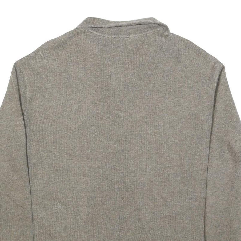 POLO RALPH LAUREN Mens Grey Cotton Pullover Plain 1/4 Zip Jumper L Classic Fit