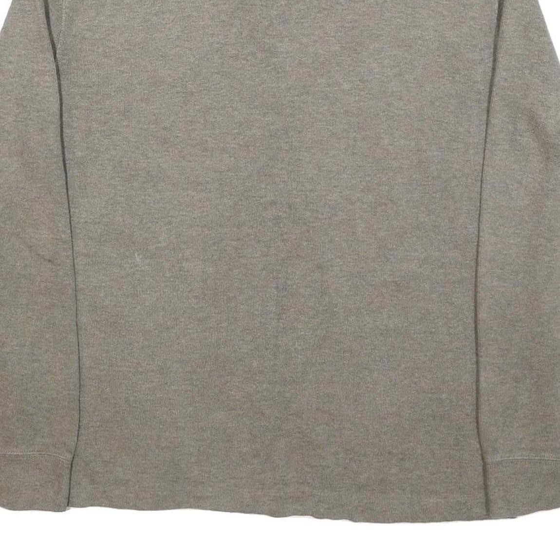 POLO RALPH LAUREN Mens Grey Cotton Pullover Plain 1/4 Zip Jumper L Classic Fit