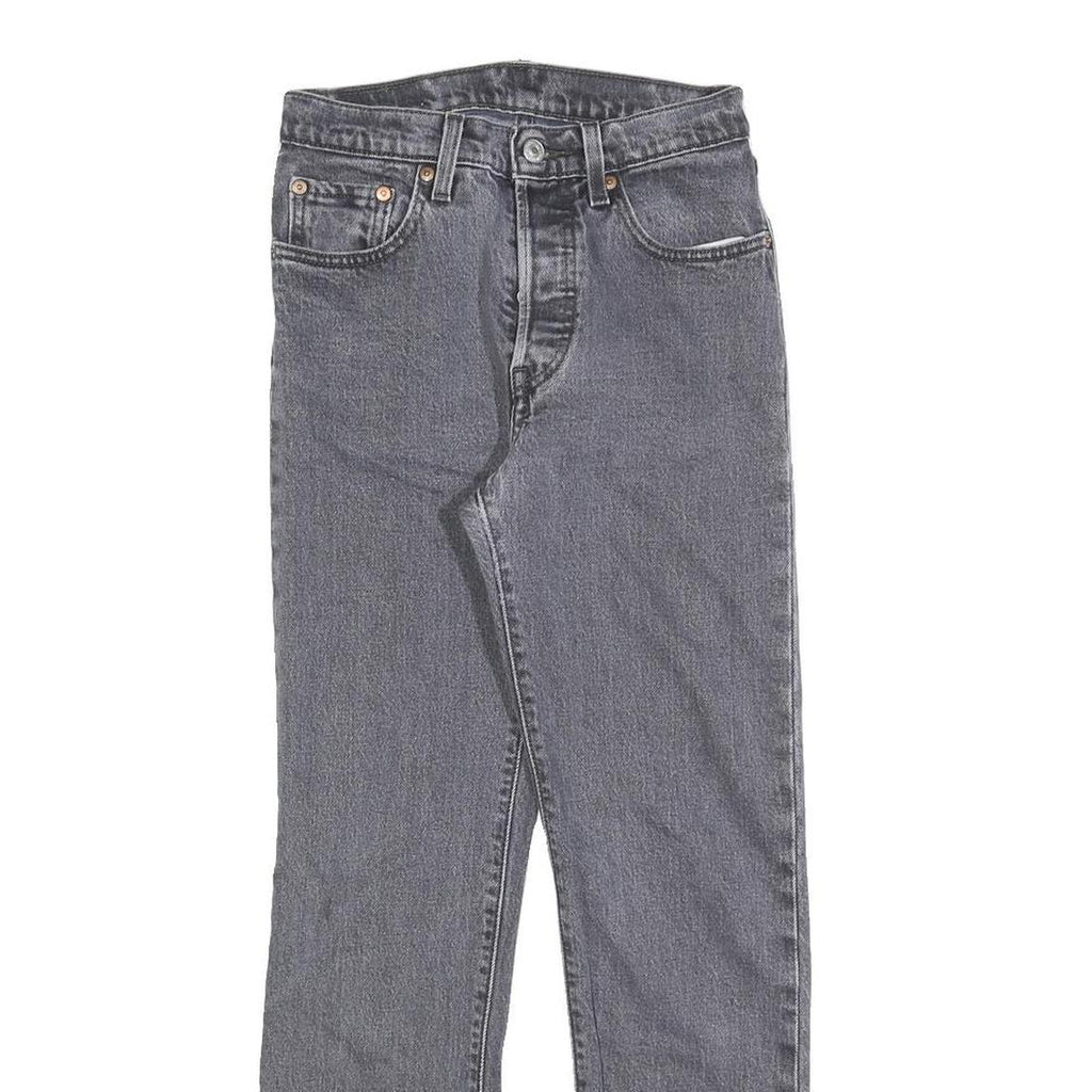 LEVI'S Womens Regular Grey Denim Raw Hem Jeans W24 L28 Distressed Button Fly