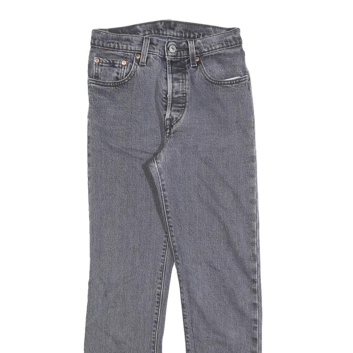 LEVI'S Womens Regular Grey Denim Raw Hem Jeans W24 L28 Distressed Button Fly