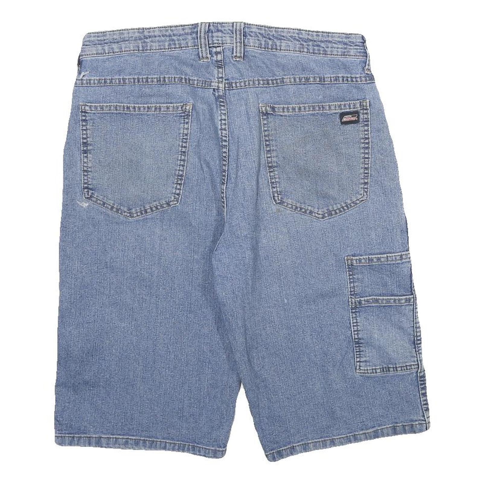 DICKIES Mens Shorts Blue Casual Loose L W34 Denim Workwear