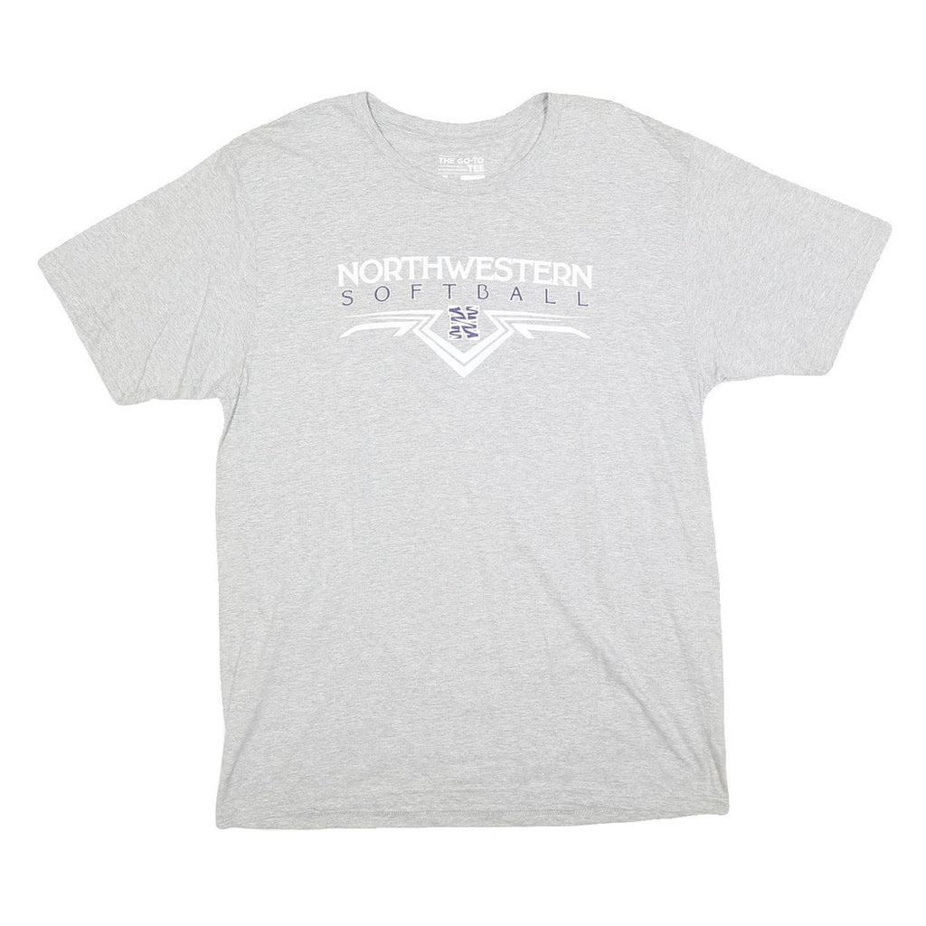 NIKE Mens Grey Northwestern Softball Graphic T-Shirt L Short Sleeve Crew Neck