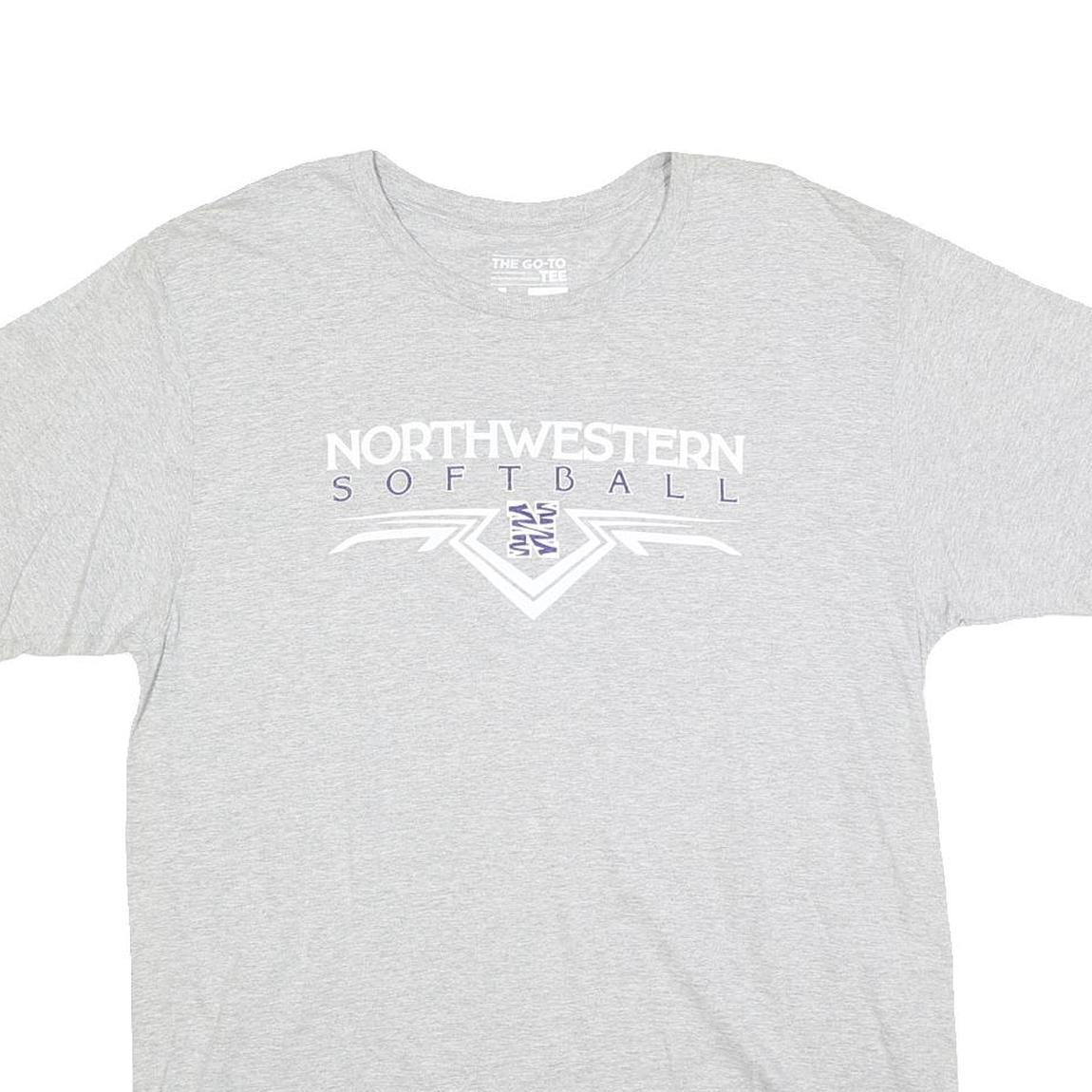 NIKE Mens Grey Northwestern Softball Graphic T-Shirt L Short Sleeve Crew Neck