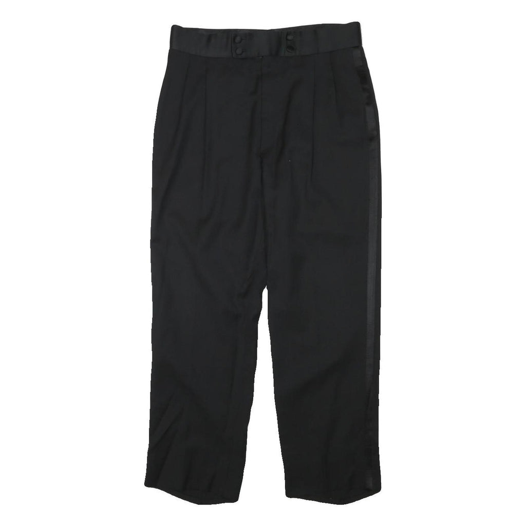 Womens Black Regular Fit Straight Leg Trousers W30 L25 Polyester Blend Zip