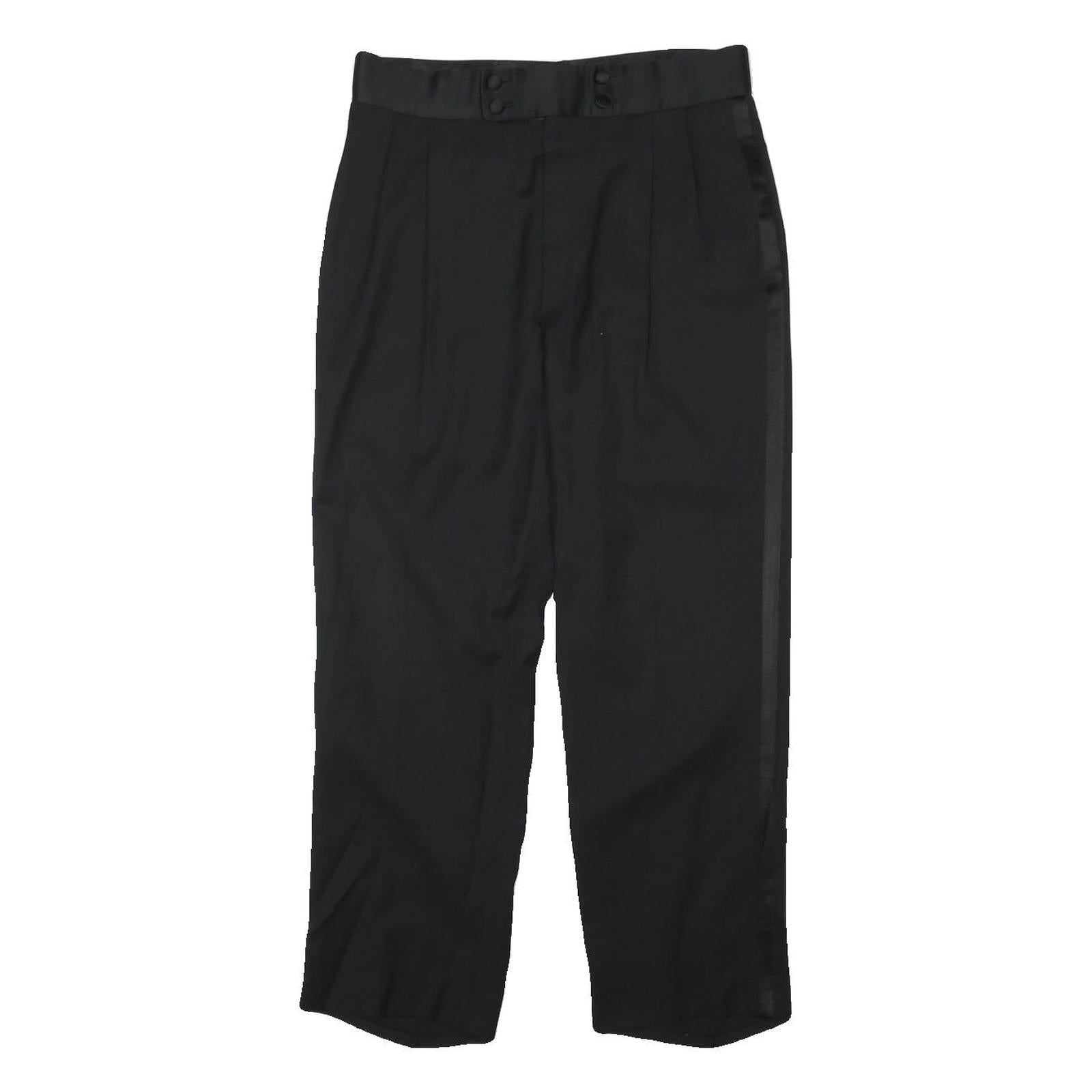 Womens Black Regular Fit Straight Leg Trousers W30 L25 Polyester Blend Zip