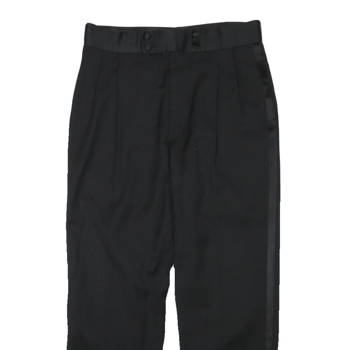 Womens Black Regular Fit Straight Leg Trousers W30 L25 Polyester Blend Zip