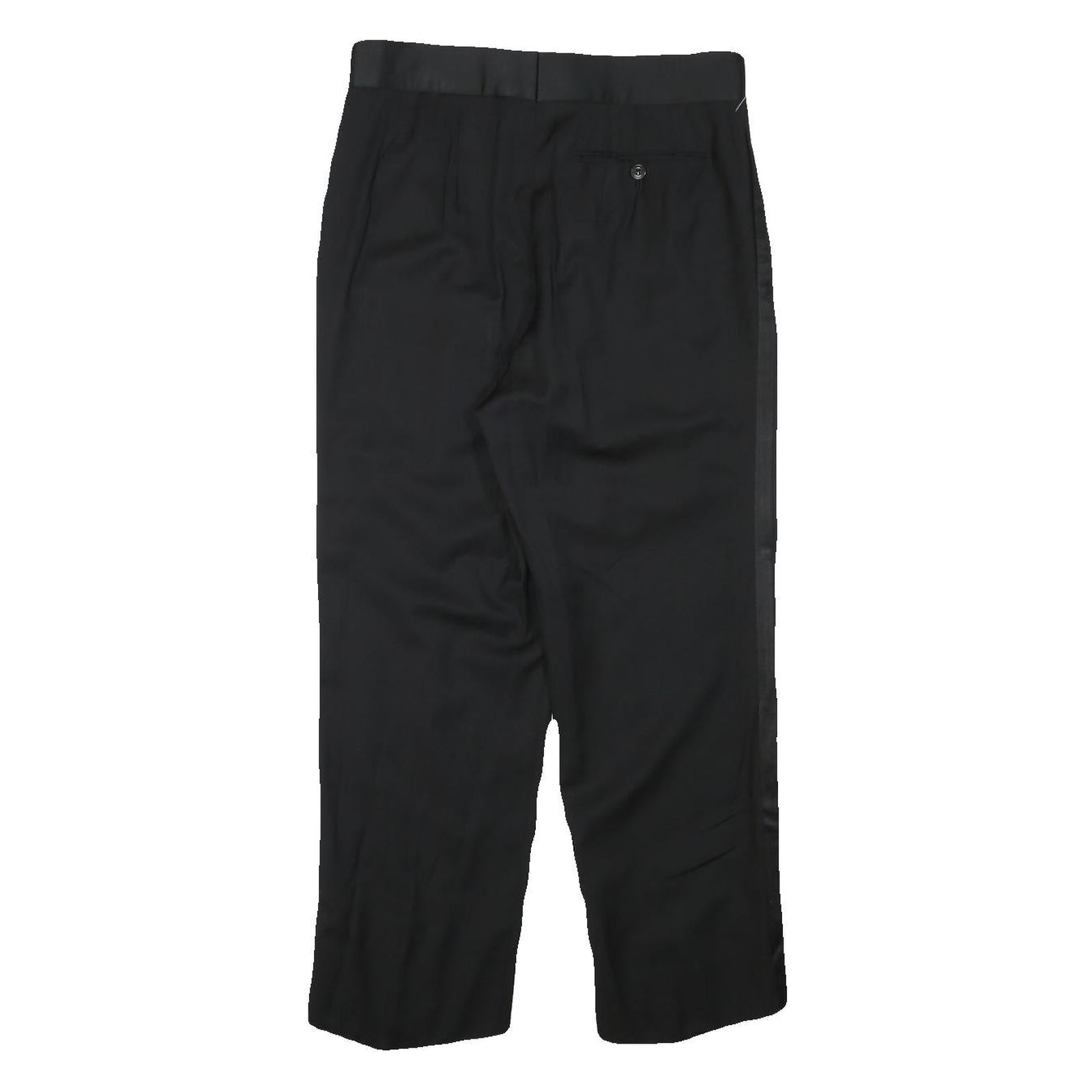 Womens Black Regular Fit Straight Leg Trousers W30 L25 Polyester Blend Zip